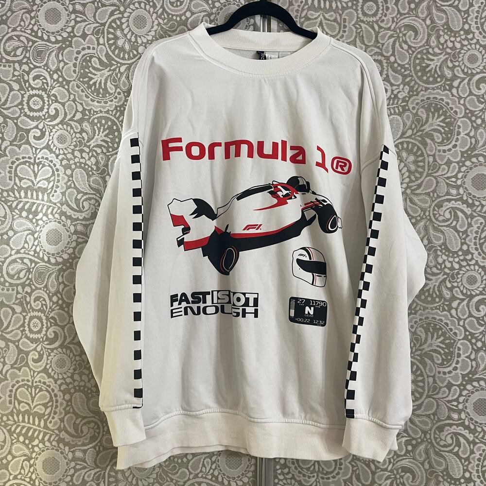 H&M White Formula 1 Sweatshirt